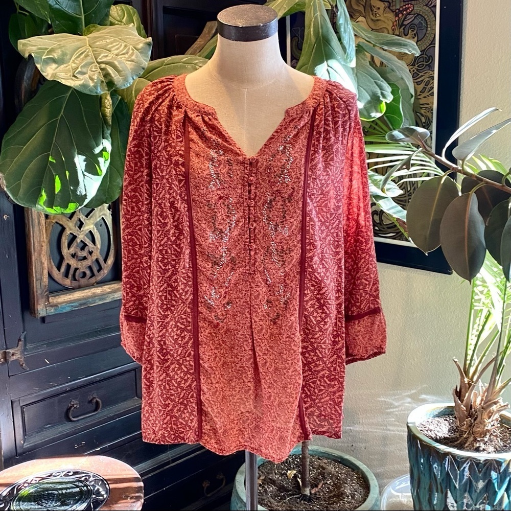 Buckle Bohemian Peasant Blouse